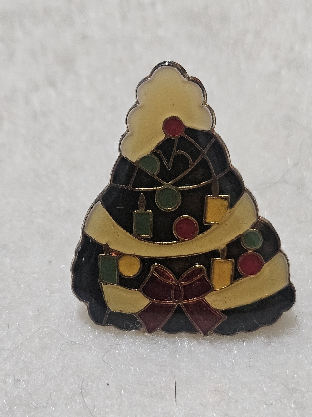 Vintage Gold-tone Enamel Christmas Tree Brooch.